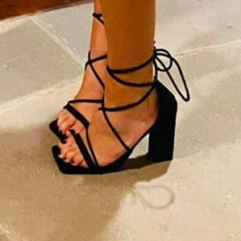Shein Lace Up Chunky Heels